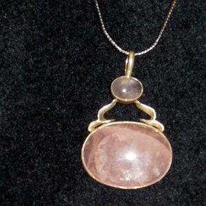 Vintage. Pendant Rose Quartz and Sterling Silver